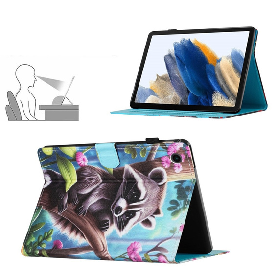 Etui do Lenovo Tab M10 Plus TB-X606F, z klapką, raccoon