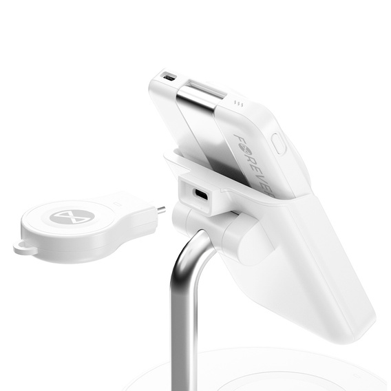 Forever Ładowarka bezprzewodowa MagSafe 5w1 z Powerbankiem, biała