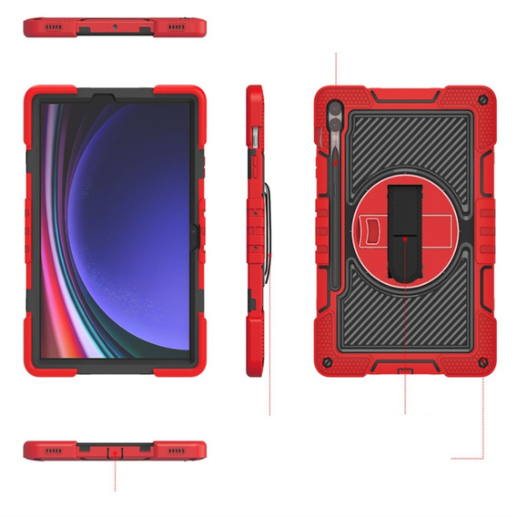 Etui do Samsung Galaxy Tab S9+, Pancerne Ochronne, Czerwone / Czarne