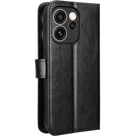 Etui z klapką do Oppo Reno 15 FS, Crazy Horse Wallet, czarne