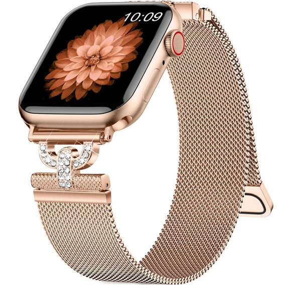 Bransoleta do Apple Watch 1/2/3/4/5/6/7/8/9/10/11/SE Ultra 1/2/3 42/44/45/46/49mm, Różowa rose gold
