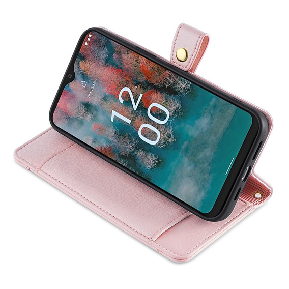 Etui z klapką do Nokia G42, Wallet Zipper Pocket, różowe