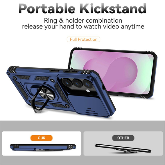 Etui pancerne do Samsung Galaxy S26, CamShield Slide, niebieskie