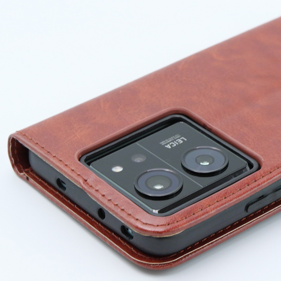 Etui z klapką do Xiaomi 13T / 13T Pro, Crazy Horse Wallet, brązowe