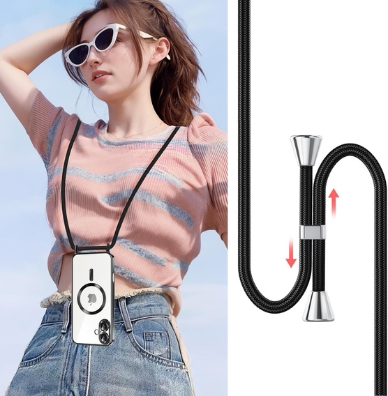 Etui do iPhone 17, Electro MagSafe, czarne + Smycz