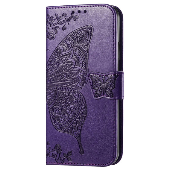 Etui z klapką do Oppo A17, Butterfly, fioletowe