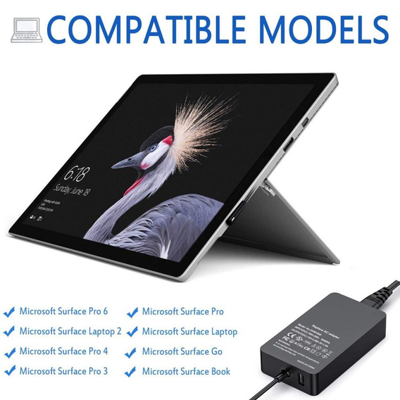 Zasilacz z Portem USB do Microsoft Surface Pro 6/5/4/3 - wtyczka EU