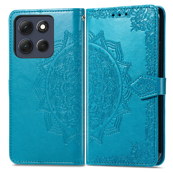 Etui portfelowe z motywem kwiatowym do Motorola Moto G86 5G – Niebieskie