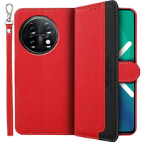 Etui z klapką do OnePlus 11 5G, KHAZNEH RFID, Dual Color, czerwone