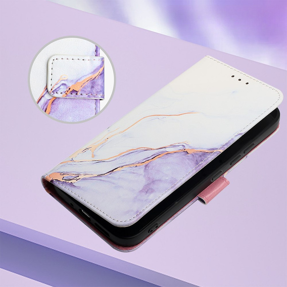 Etui z klapką do Xiaomi Redmi Note 13 Pro 4G / Xiaomi Redmi Note 14S / Xiaomi Poco M6 Pro 4G, Wallet, Marble fioletowe