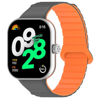 Pasek Silikonowy do Xiaomi Redmi Watch 4 / Xiaomi Smart Band 8 Pro / Xiaomi Smart Band 9 Pro, Szary / Pomarańczowy