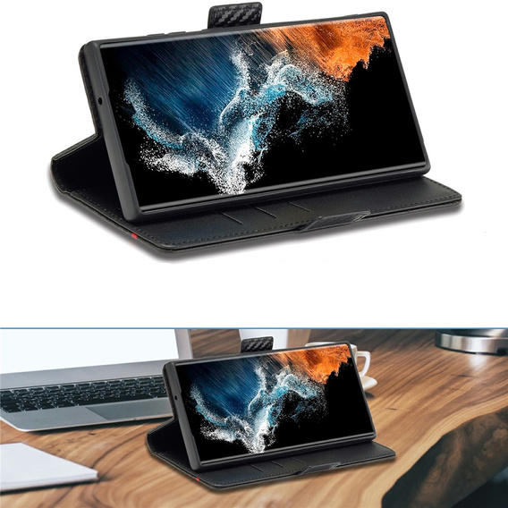 Etui z klapką do Samsung Galaxy S26 Ultra, Carbon LC.IMEEKE, czarne