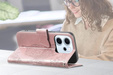 Etui z klapką do Oppo Reno 14 F / 14 FS, z wytłoczonym wzorem motyla, różowe rose gold