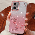 Etui do Motorola Moto G24 / G24 Power / G04, Glitter Flower, różowe rose gold