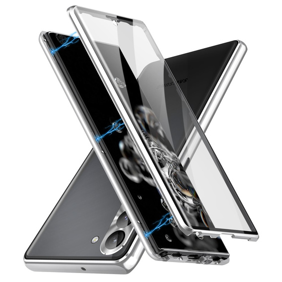 Etui Magnetic Dual Glass MagSafe do Samsung Galaxy S24, srebrne