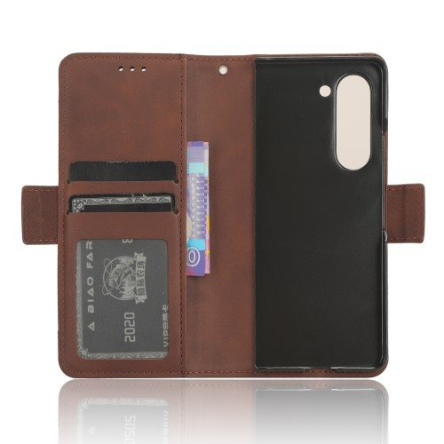 Etui z klapką do Samsung Galaxy Z Fold 5 5G, Card Slot, brązowe