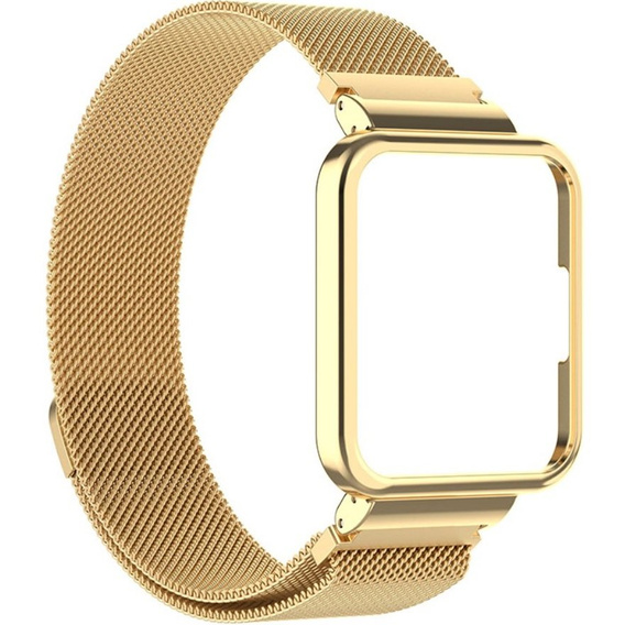 Pasek Bransoleta Milanese z Etui do Xiaomi Redmi Watch 2 Lite, Złoty