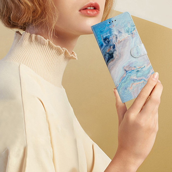 Etui z klapką do Xiaomi Redmi Note 12S, Wallet, Marble niebieskie