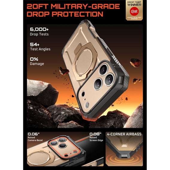 Etui Supcase do iPhone 17 Pro Max, Unicorn Beetle Grip Pro Mag, Desert Gold