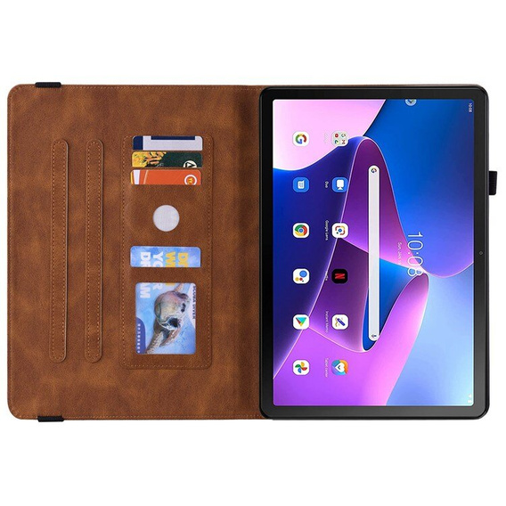 Etui do Lenovo Tab M10 Plus 10.6 Gen 3 TB-125F TB-128F, Wallet Pen Slot, butterflies, brązowe
