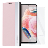 Zestaw Etui Side Magnetic do Xiaomi Poco X5 5G / Redmi Note 12 5G, Różowe + szkło