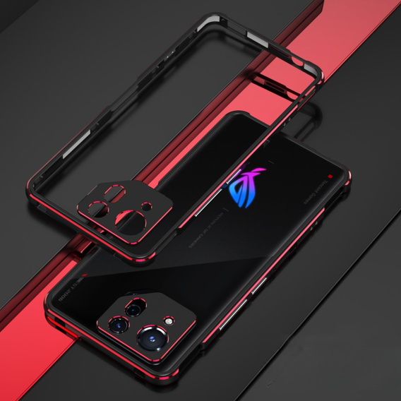 Etui do ASUS ROG Phone 8 Pro, Armor Bumper, z osłoną obiektywu, czarne / czerwone