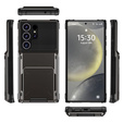 Etui do Samsung Galaxy S25 Ultra – czarne, PC + TPU, z kieszonką na kartę