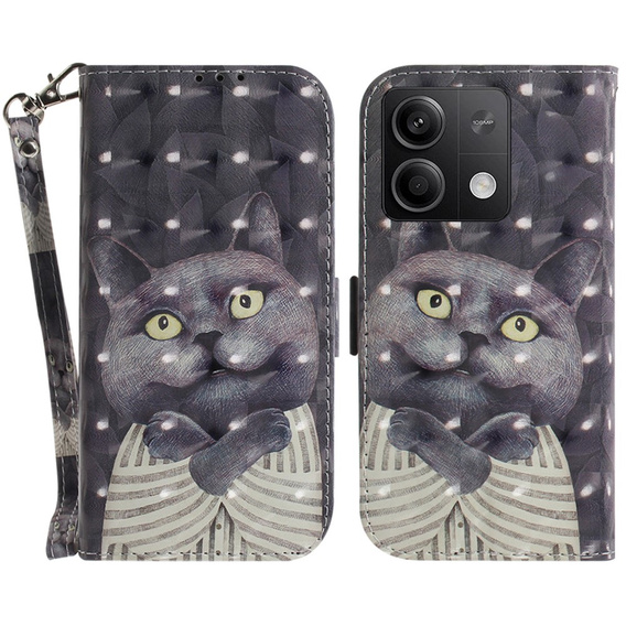 Etui z klapką do Xiaomi Redmi Note 13 5G, Wallet, Cat szare