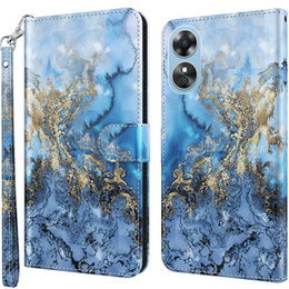 Etui z klapką do Oppo A17, Wallet, Marble niebieskie