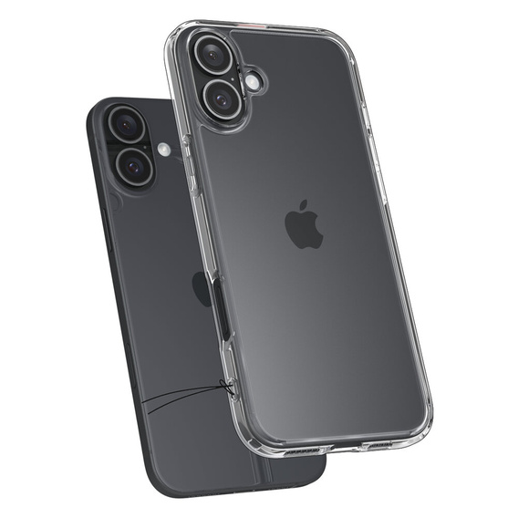 Etui Spigen do iPhone 16 Plus, Ultra Hybrid, przezroczyste + Szkło Hartowane 9H