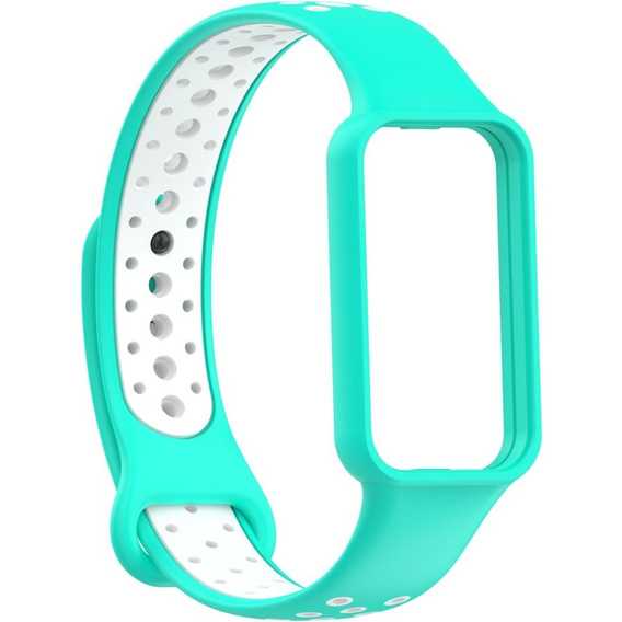 Pasek Silikonowy do Xiaomi Redmi Smart Band 2 / Xiaomi Smart Mi Band 8 Active, Turkusowy / Biały