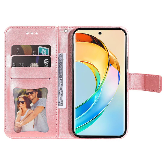Etui z klapką do Honor Magic 6 Lite 5G, Mandala, różowe