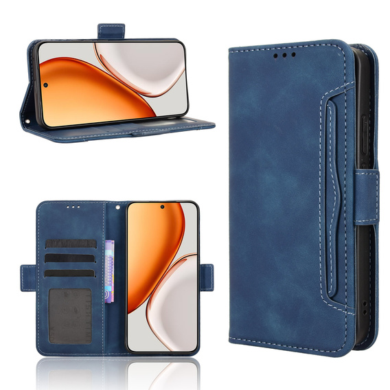 Etui z klapką do Honor Magic 8 Lite, Card Slot, niebieskie