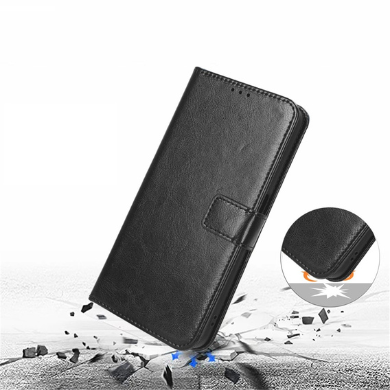 Etui z klapką do Infinix Note 40 Pro, Crazy Horse Wallet, czarne