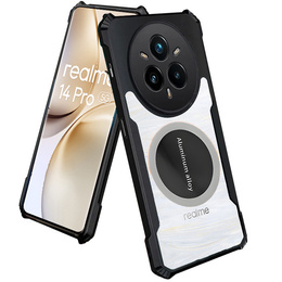 Etui do Realme 14 Pro+ 5G, z blaszką magnetyczne, przezroczyste / czarne
