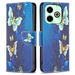 Etui z klapką do Infinix Hot 40i, Wallet, Butterflies niebieskie