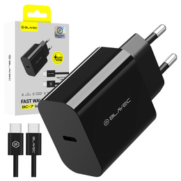 Blavec Ładowarka sieciowa GaN4 – Typ C PD/QC 45W 3A z kablem USB-C -USB-C, czarna