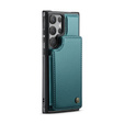 Etui z klapką CASEME do Samsung Galaxy S25 Ultra, Litchi Wallet, zielone