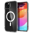 Etui z MagSafe Spigen do iPhone 15, Ultra Hybrid, przezroczyste / białe + Szkło Hartowane 9H