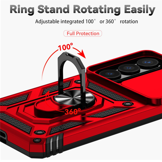Etui pancerne do Samsung Galaxy S26, CamShield Slide, czerwone