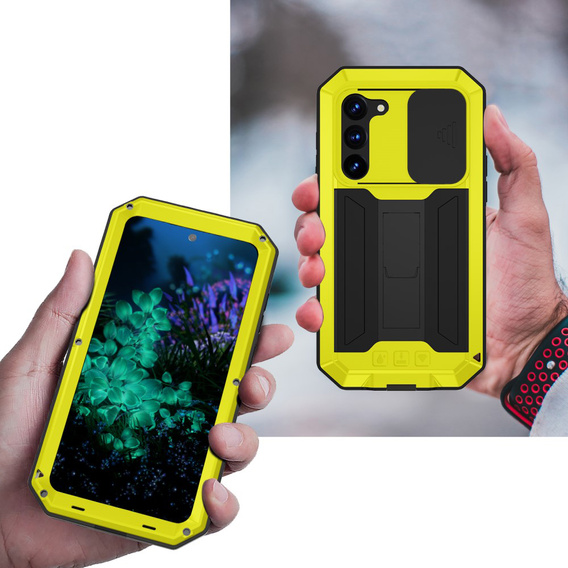 Etui pancerne do Samsung Galaxy S23 Plus, R-JUST CamShield Slide, żółte