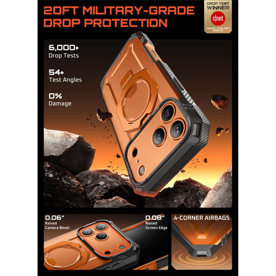 Etui Supcase do iPhone 17 Pro, Unicorn Beetle Grip Pro Mag, Clear / Coral