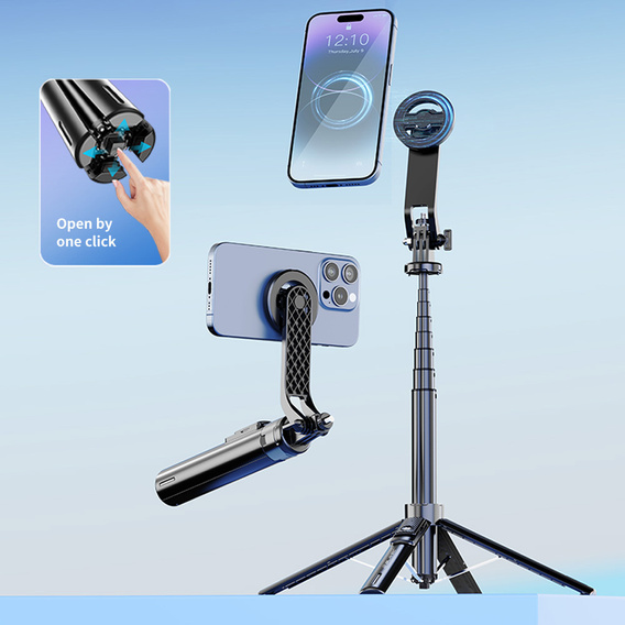 Blavec Selfie Stick Aluminium Fusion P06 Magsafe tripod + pilot + mocowanie 1,34 metra - czarny
