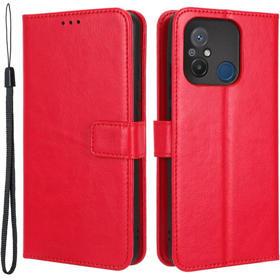 Etui z klapką do Xiaomi Redmi 12C, Crazy Horse Wallet, czerwone