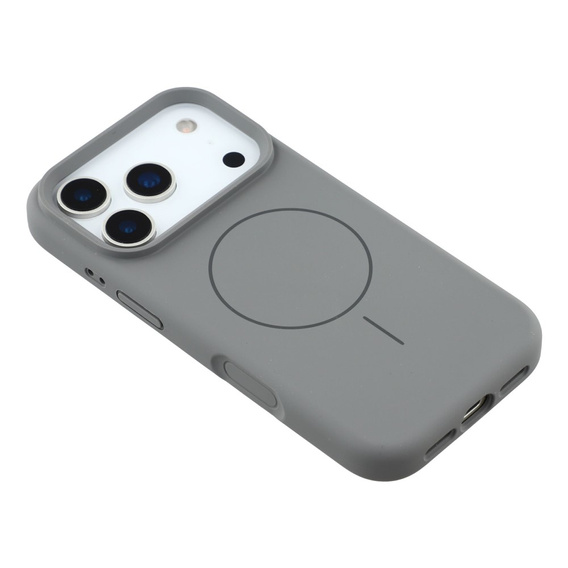 Etui silikonowe do iPhone 17 Pro - kompatybilne z MagSafe, antywstrząsowe, szare