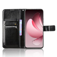 Etui z klapką do Oppo Reno 13 Pro, Crazy Horse Wallet, czarne