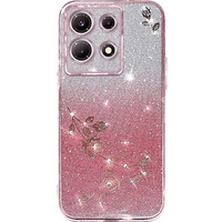 Etui do Infinix Note 30 5G, Glitter Flower, różowe rose gold