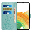 Etui z klapką do Samsung Galaxy A25 5G, Butterfly, miętowe + szkło 9H