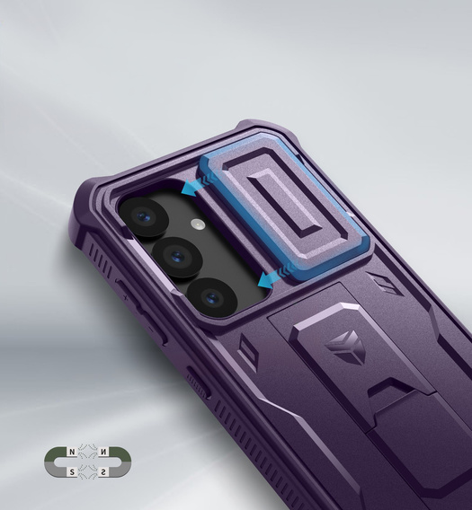 Etui pancerne do Samsung Galaxy S25, Dexnor Full Body (Two Frames), fioletowe