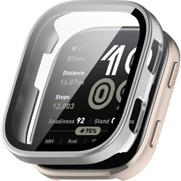 Etui z hartowanym szkłem do Amazfit Bip 6 – pełna ochrona 2w1 - srebrne